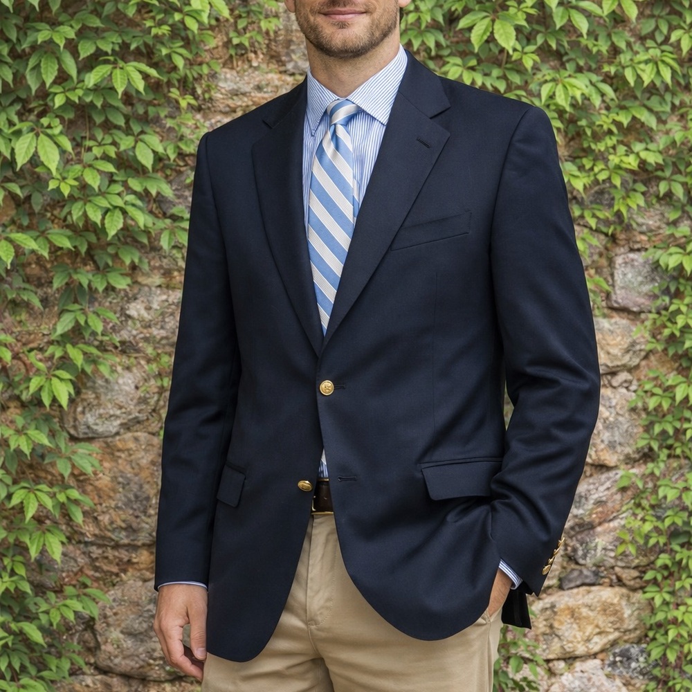 ERMENEGILDO ZEGNA Wool Blue Blazer, Marked 48R/Cut 38R